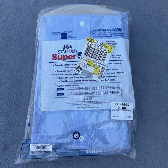 Lot of 3 NEW in Bag Stafford Wrinkle Free Dress Shirt Mens Size 18.5 35/36 - Picture 11 of 16